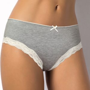 SièLei Cotton High Briefs with Lace Inserts